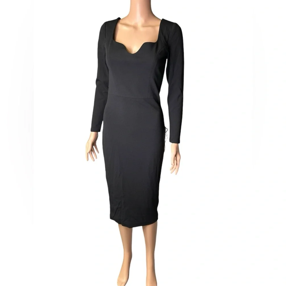 DRESS THE POPULATION womens SONIA black size small long sleeve dress size S NWT - Picture 2 of 13
